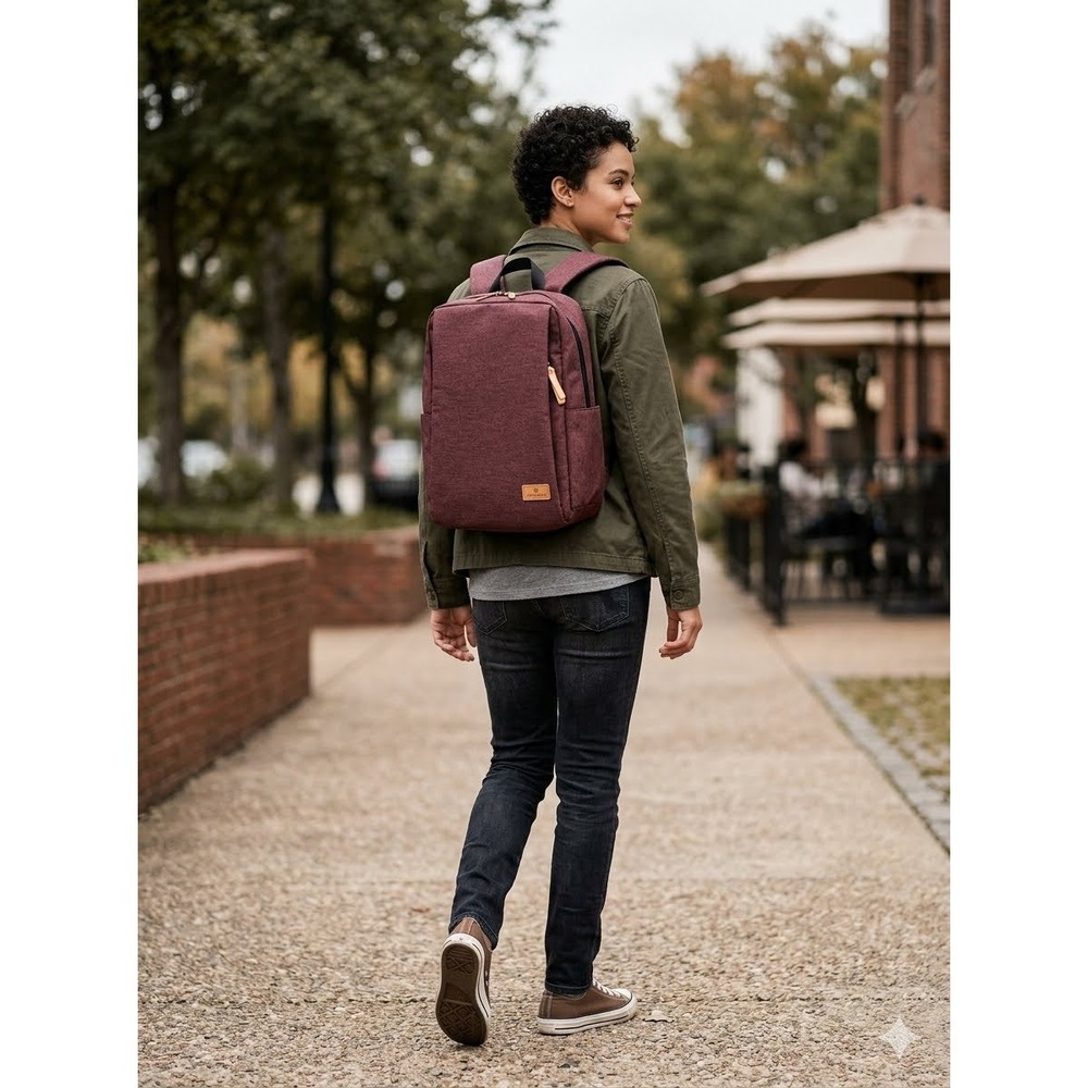 Nordace Siena Smart Backpack Burgundy Heather Laptop Bag USB Port Travel Bag